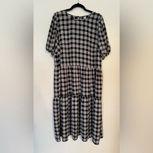 Divided by H&M Black and White Checkered Tiered Long Dress XL